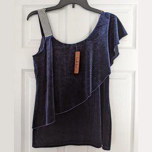 (New) Belldini Blue Velvet Evening Top